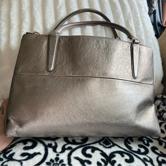 MUST HAVE Coach The Borough Bag in Metallic Leather Gold 32323 - Picture 9 of 10